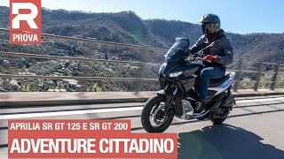 Aprilia SR GT 125 e SR GT 200  Prova  in sella allo scooter Adventure dedicato ai giovani [upl. by Mandler]