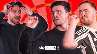 Maguire and Eriksen TAKE ON Littler in darts challenge 👀🎯 [upl. by Wittenburg]