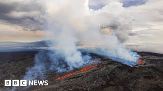 Worlds largest active volcano erupts in Hawaii  BBC News [upl. by Dorsey]