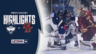 HIGHLIGHTS  UConn Mens Hockey Upsets 2 Boston College in Hockey East Thriller [upl. by Mittel66]