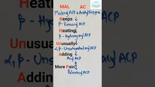 Fatty acid synthesis mnemonic De Novo fatty acid synthesis trick shortsfeed biology biochemistry [upl. by Arella]