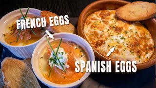 French Baked Eggs with Smoked Salmon  Spanish Baked Eggs with Sobrasada  Chef James [upl. by Nylecoj70]