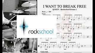 I WANT TO BREAK FREE  Rockschool Grade 1 Drums  with Vocals [upl. by Adiraf]