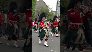 Band of the Royal Regiment of Scotland marching during 2022 Linlithgow Marches in Scotland shorts [upl. by Stodder675]