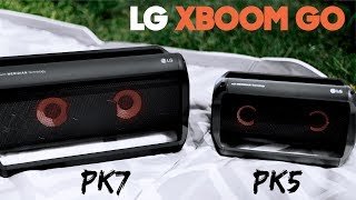 LG XBOOM Go PK7 Review vs PK5  Portable Bluetooth Speakers [upl. by Hafirahs]