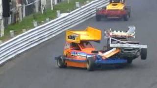 Brisca F1 stock car 515 Frankie Wainman Jnr rollover 070422 Hednesford [upl. by Calandria]