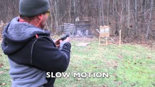 HOW TO BUMP FIRE A HANDGUN with slowmotion [upl. by Hillari411]