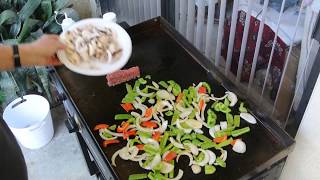 Grilling Ground Beef Fajitas on a BlackStone Flat Top Griddle [upl. by Waller]