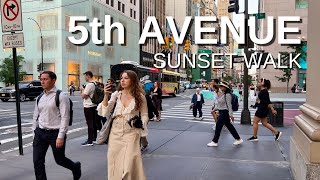 NEW YORK CITY Walking Tour 4K  5ht AVENUE  Sunset Walk [upl. by Ramahs]