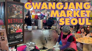 Gwangjang Market in Seoul Korea  POV Street Food Adventure Featured on Netflix  Walking Tour [upl. by Hoopes217]