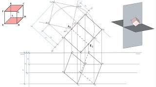 Cubo con arista apoyada en plano vertical en Sistema Diédrico [upl. by Elysia]