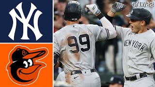 New York Yankees  Baltimore Orioles  Game Highlights  51722 [upl. by Annayi]