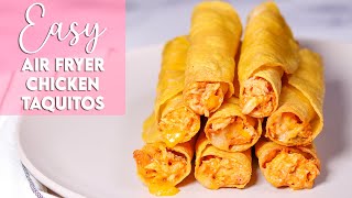 Easy Air Fryer Chicken Taquitos Recipe  Munchy Goddess [upl. by Eilraep914]