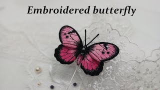 Acraea embroidered butterfly butterfly handmade embroidery tutorial crealandia flyflycreations [upl. by Yelyab]