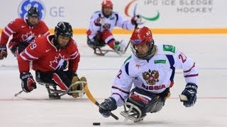 Russia v Canada highlights  International Ice Sledge Hockey Tournament quot4 Nationsquot Sochi [upl. by Ruenhcs]