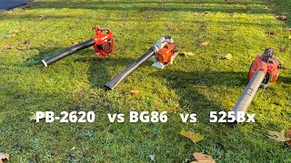 Stihl BG86 vs Echo PB2620 vs Husqvarna 525Bx [upl. by Anasus]