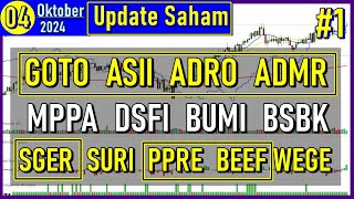 04102024 Update Saham GOTO MPPA DSFI PNBS BUMI BSBK SGER SURI APLN PPRE ADMR ADRO ASII BEEF WEGE [upl. by Ramas]