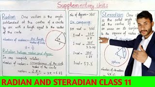 Radians and Steradians Supplementary Units Physics class 11 Chapter 1 Measurements [upl. by Engvall]