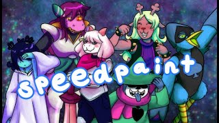 Speedpaint Drawing a Deltarune outfit swap with 6 characters [upl. by Nylassej]