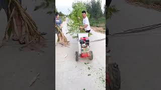 The grass cutting machine cuts with tree branches fnbanglasociety funny funnbanglafb [upl. by Ahsehyt]