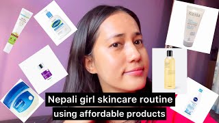 NEPALI GIRL SKIN CARE ROUTINE  AFFORDABLE PRODUCTS  DRY AND SENSITIVE SKIN [upl. by Karleen]