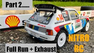 RC Peugeot 205 T16 Rally Legend on Nitro chassis with full exhaust [upl. by Kecaj903]