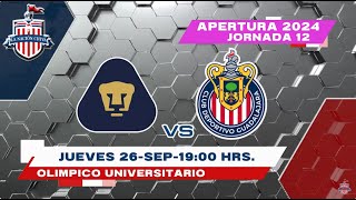 PUMAS UNAM VS CHIVAS FEMENIL EN VIVO JORNADA 12 LIGA MX AP24 [upl. by Granthem]