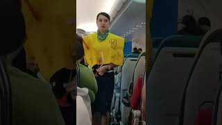 life vest demonstration by beautiful cabin crewcabincrew travel shorts [upl. by Nryhtak]