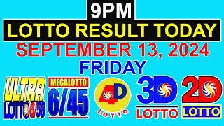 9pm Lotto Result Today September 13 2024 Friday [upl. by Eciral]