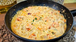 One pot Pasta  Shrimppasta  Tagliatelle mit Garnelen in Sahnesauce  Garnelen Pasta [upl. by Dreda]