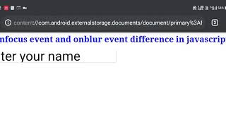 onfocus event and onblur event difference in JavaScript [upl. by Notniv]