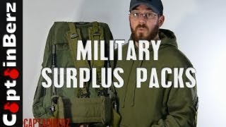 Military Surplus Packs  Rucksacks Alice Pack German Swiss USMC ILBE [upl. by Jermaine]