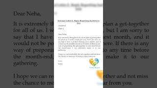 Informal Letter Reply to friend regretting inability to join the get together  English writing [upl. by Winnick]