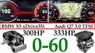 BMW X5 xDrive35i vs Audi Q7 30 TFSI  060 mph Acceleration [upl. by Auroora]