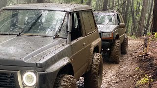 OFF ROAD  RAINY DAY  Jeep Grand Cherokee Zj 52V8  Nissan Patrol Y60 M57  topoffroadromania [upl. by Legge866]