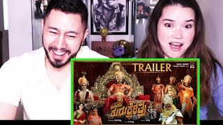 Kurukshetra Official Trailer Kanada Reaction Munirathna AmbarishDarshan Nikhil Kumar  Jaby Koay [upl. by Ahtenek]