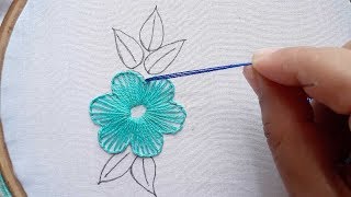 Hand Embroidery Buttonhole Flower Stitch Design [upl. by Neom]