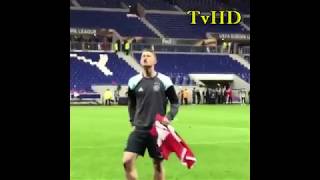 Ajax player Matthijs De Ligt  Leading the chants away at Lyon [upl. by Eidoc400]