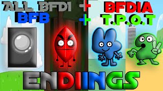 Every BFDI ending up to BFDIA 7TPOT 7 [upl. by Alba]