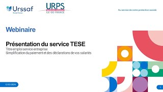 Tout savoir sur le Titre emploi service entreprise Tese  Urssaf I Webinaire URPS [upl. by Tobe878]