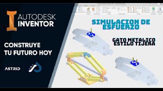 SIMULACION DE ESFUERZO GATO METALICO ESTILO TIJERA  AUTODESK INVENTOR [upl. by Hilaire]