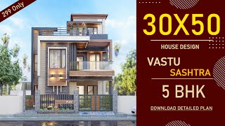 30x50 East Facing House Plan  1500 Square feet  5 BHK  3050 House Design 3D  30y50 House Plan [upl. by Haissem]