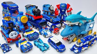 New TRANSFORMERS Blue Color  Car Eating Shark OPTIMUSPRIME BUMBLEBEE SUPERHERO Stopmotion Animated [upl. by Nlyak]