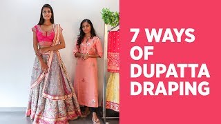 7 NEW Ways of Draping a Dupatta on Lehenga  How to Wear Dupatta [upl. by Monjan]