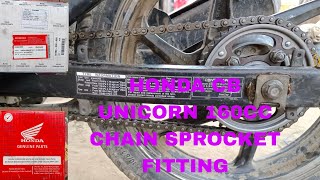 HONDA CB UNICORN 160CC CHAIN SPROCKET FITTING  ALTAF BIKE POINT [upl. by Dennet]