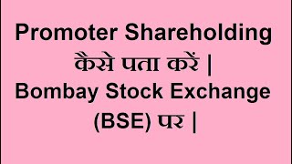 Promoter Shareholding कैसे Check करें BSE पर  How to Check Promoter Shareholding on BSE [upl. by Nilla]