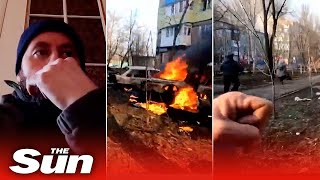 Ukrainian civilian shares dramatic firsthand footage of escape from Mariupol bombardment [upl. by Hoem]