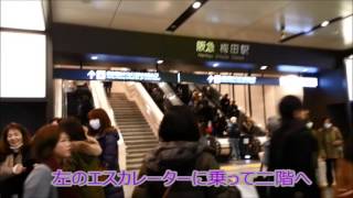 動画で道案内 JR大阪駅～ビッグマン前（阪急梅田駅）の行き方 道順 時間 [upl. by Lindholm]