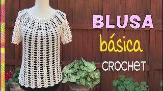 Blusa básica tejida a crochet ¡muy fácil  Tejiendo Perú [upl. by Benge]