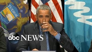 President Obama Drinks Glass of Filtered Flint Water [upl. by Schechter448]